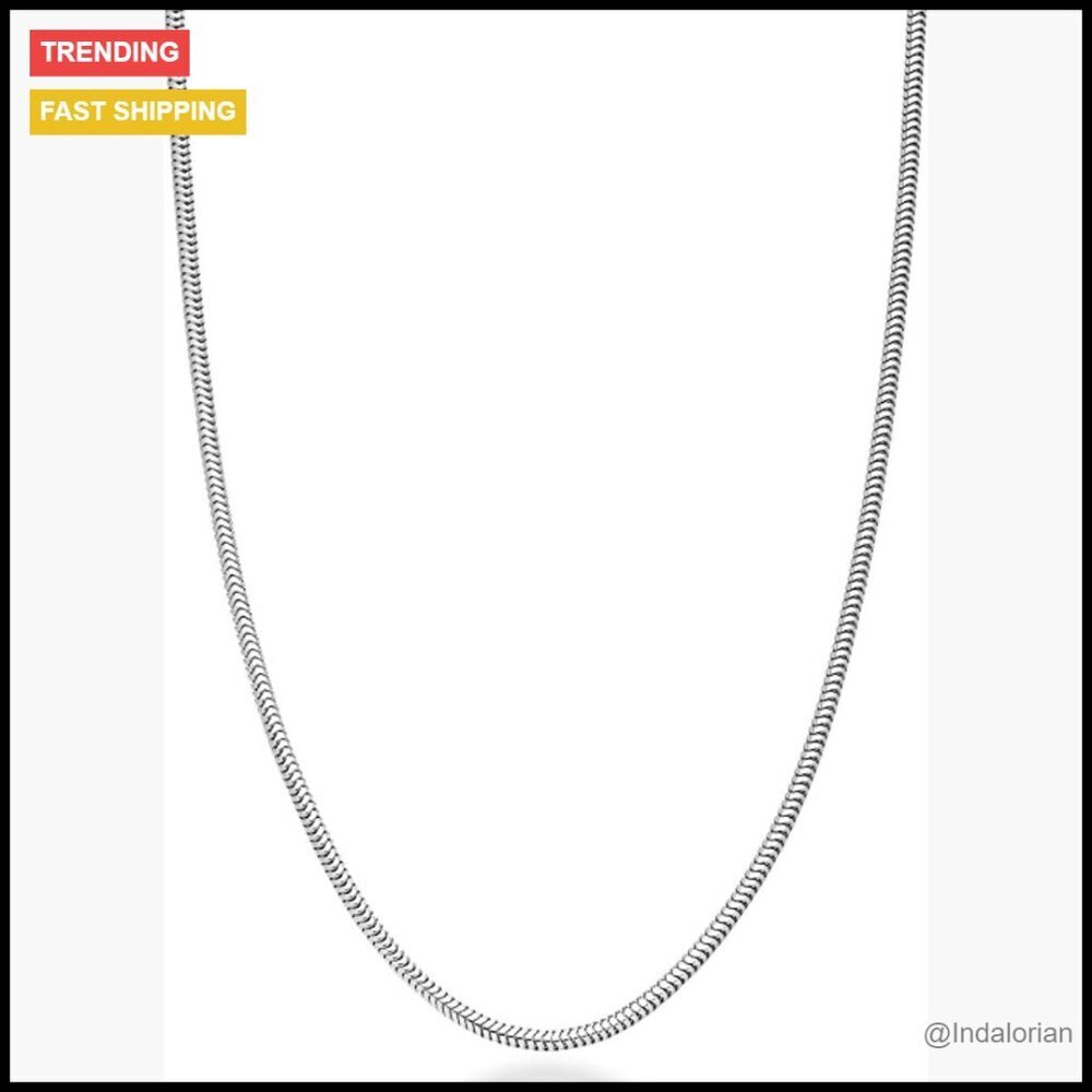 925 Sterling Silver Round Snake Chain Necklace, Lobster Clasp, 24 Inch